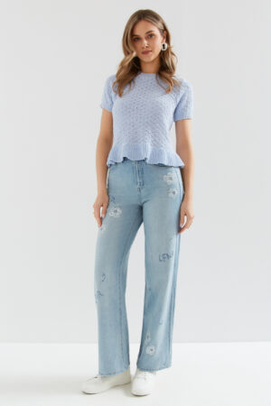 SPODNIE SZEROKIE DRUKOWANE KWIATY