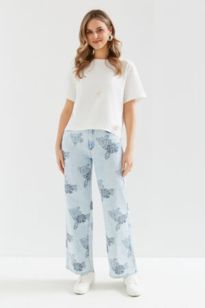 SPODNIE SZEROKIE KWIATY