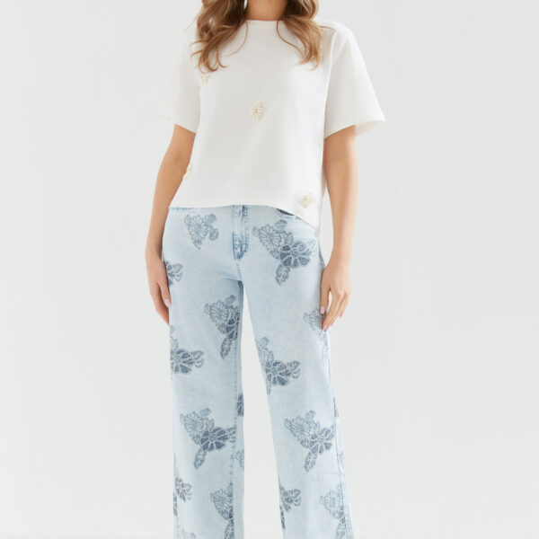 SPODNIE SZEROKIE KWIATY